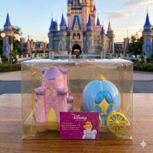 New in Box Disney Cinderella Carriage & Castle Salt and Pepper Shaker Set